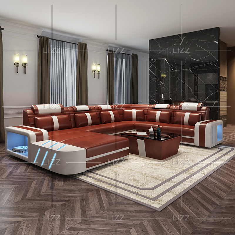 Home Canvas Led Sofa in Schwarz und Weiß mit großen Kissen