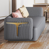 Französisches Wohnzimmersofa aus Leder mit Ottomane