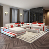 U-förmiges dunkelbraunes LED-Sofa mit Couchtisch