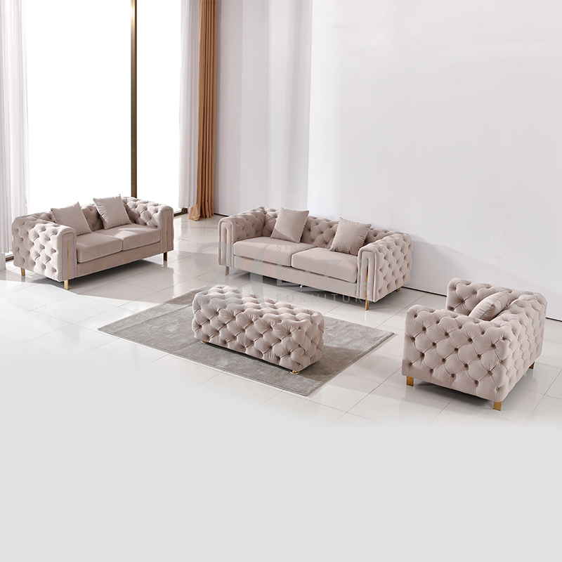 Modernes Luxus-Sofa aus Chesterfield-Stoff
