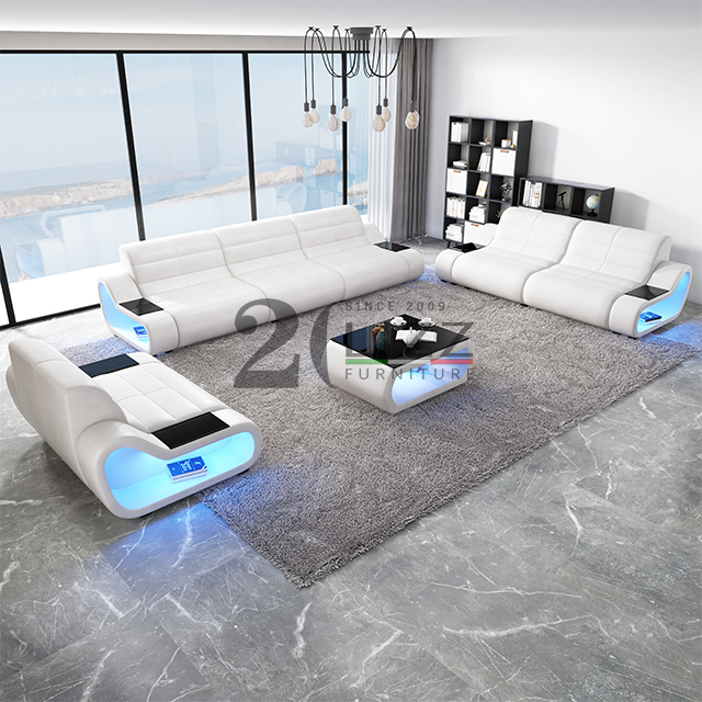 LED-Sofa aus echtem Leder für Wohnzimmer