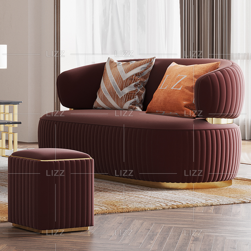 Luxus 3-Sitzer Metallrahmen Stoff Sofa