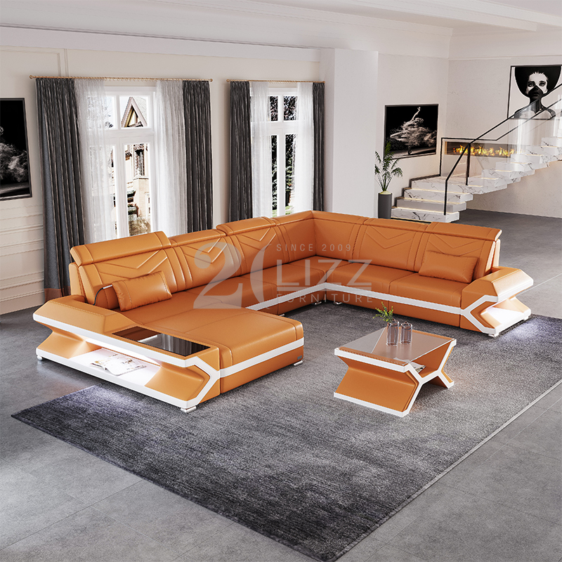Couch Microfiber Led Schnittsofa für Familienzimmer