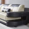 U-förmiges Sofa aus echtem cremefarbenem Leder