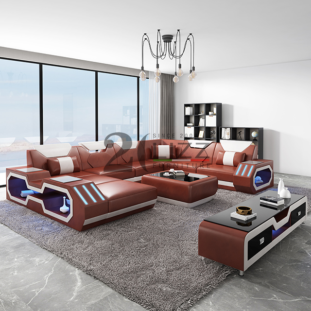 Sofa mit Couchgarnitur und Tisch