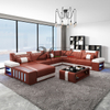 U-förmiges schwarzes LED-Sofa für Wohnzimmer
