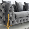 Chesterfield-Stoff-Wohnzimmersofa mit goldenen Beinen