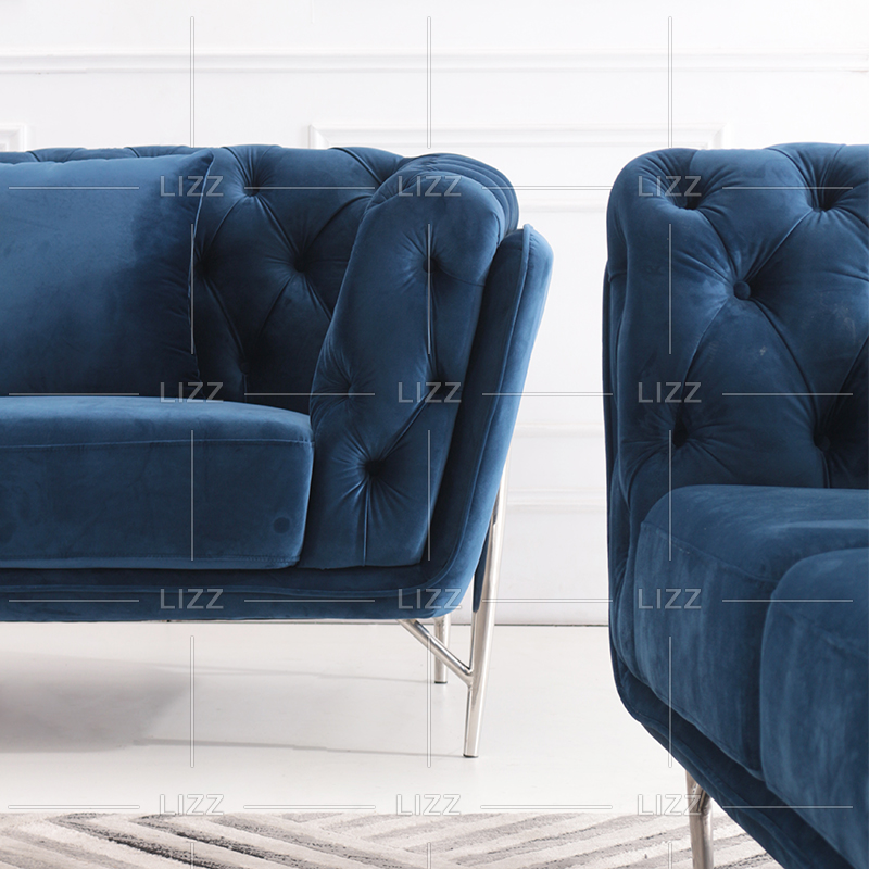 Startseite Europäisches Design Sofa aus blauem Stoff